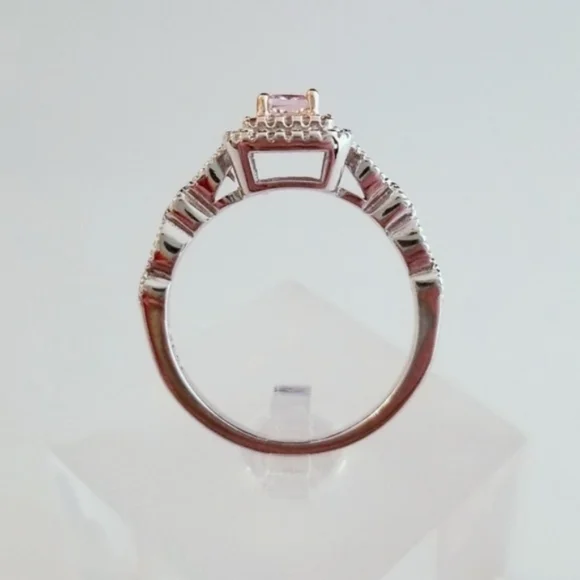 Sterling Pink Princess Cut Solitaire - Picture 5 of 9